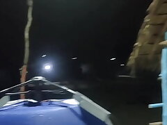 Filipina Beauty Teasing at Public Beach, Swallows Cum